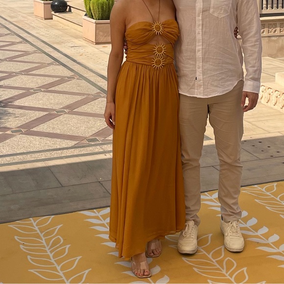 FARM Rio Mustard Sunburst Cutout Maxi Dress - Picture 2 of 5
